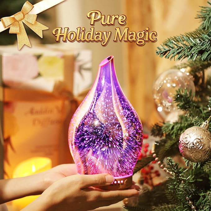 Porseme Essential Oil Diffuser 3D Firework Glass Aromatherapy Ultrasonic Humidifier Rose Gold, Auto Shut-Off, Timer Setting, BPA Free, Aroma Decoration for Home, Office, Gym, Spa, Premium Gift 150ml - Image 6