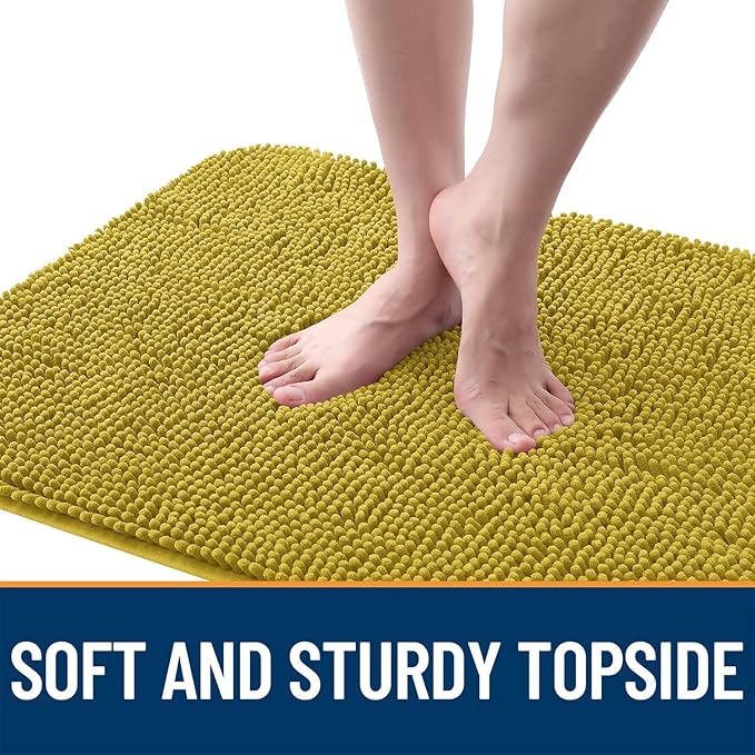 OLANLY Dog Door Mat for Muddy Paws 36x24, Absorbs Moisture and Dirt, Absorbent Non-Slip Washable Doormat, Quick Dry Chenille Mud Mat, Entry Indoor Entryway Carpet for Inside Floor, Mustard Yellow - Image 4