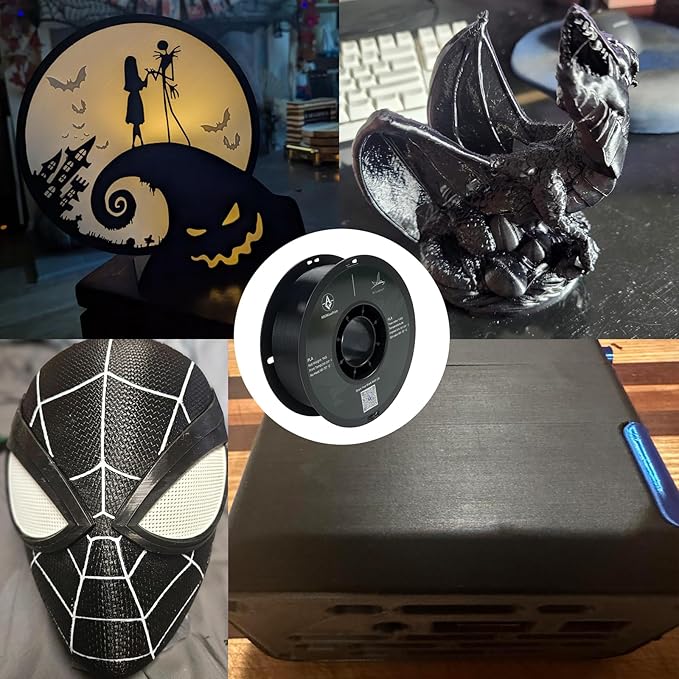 PLA 3D Printer Filament, Dimensional Accuracy +/- 0.02 mm, 1 kg Spool(2.2lbs), 1.75 mm，Black - Image 2