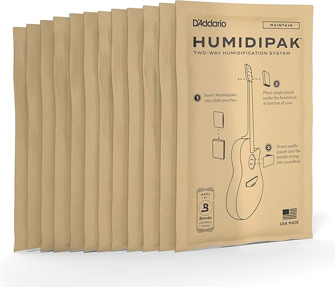 D'Addario Guitar Humidifier Packs - Two-Way Humidification System Conditioning Packets - For Maintaining Proper Guitar Humidification Level - 12 Maintain Replacement Packets by DAddario