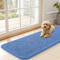 OLANLY Dog Door Mat for Muddy Paws 47x17, Absorbs Moisture and Dirt, Absorbent Non-Slip Washable Doormat, Quick Dry Chenille Mud Mat, Entry Indoor Entryway Carpet for Inside Floor, Cornflower Blue by OLANLY