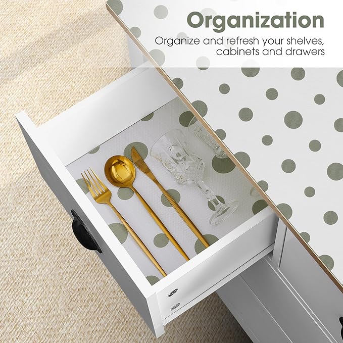 Drawer and Shelf Liner, Non-Slip Kitchen Cabinet Liners Non-Adhesive Thick Strong Grip Waterproof Washable Mats Protect Dresser Shelves Cupboard Bathroom Cabinets, Polka Dot, 24 in X 30 FT - Image 6