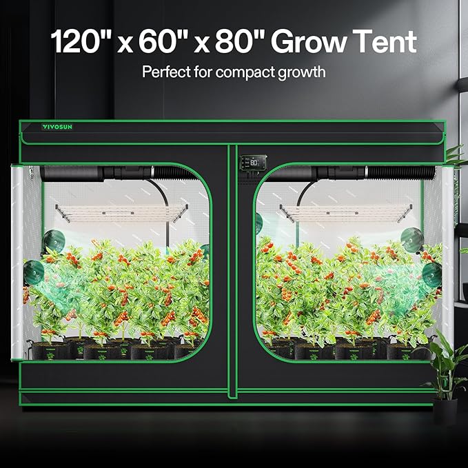 VIVOSUN S105 10x5 Grow Tent, 120"x60"x80" High Reflective Mylar with Observation Window and Floor Tray for Hydroponics Indoor Plant for VSF6450 - Image 8