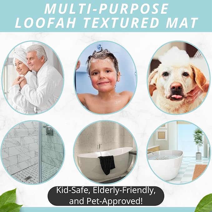 Enkosi Loofah Non-Slip Shower Mat - Shower Floors, Bathtub, Bathrooms, Wet Areas - Cushioned Bath Mat with Drain Holes - Quick Dry PVC, Secure Safety Pad Without Suction Cups (32x24 Duck) - Image 5