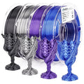 AMOLEN Silk 3D Printer Filament Bundle, PLA Filament 1.75mm Pack, Shiny 3D Printing Filament for Most FDM 3D Printer, Black, Purple, Silver Grey, Sapphire Blue, 200g X 4 by AMOLEN