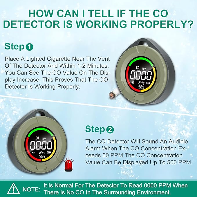 Portable Carbon Monoxide Detector for Travel, Mini 3-in-1 Carbon Monoxide Monitor with Magnetic Suction, RV CO Detector Alarm Temp/Humidity Sensor, Rechargeable CO Monitor 120-140HR Standby - Image 8