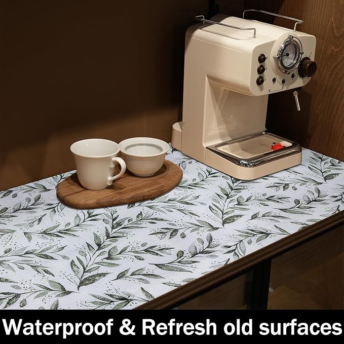 Shelf Liners Non Adhesive and Strong Non-Slip Shelf and Drawer Liners for Kitchen Cabinet Wire Fridge, Waterproof Shelf Drawer Liner,Easy to Clean,12IN x 10FT,Green Leaf - Image 9