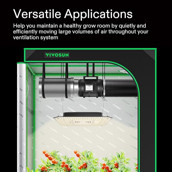 VIVOSUN Ventilation Kit 8 Inch 720 CFM Inline Duct Fan with 8" x 20" Carbon Filter Odor Control System with Australia Virgin Charcoal for Grow Tent Ventilation - Image 2