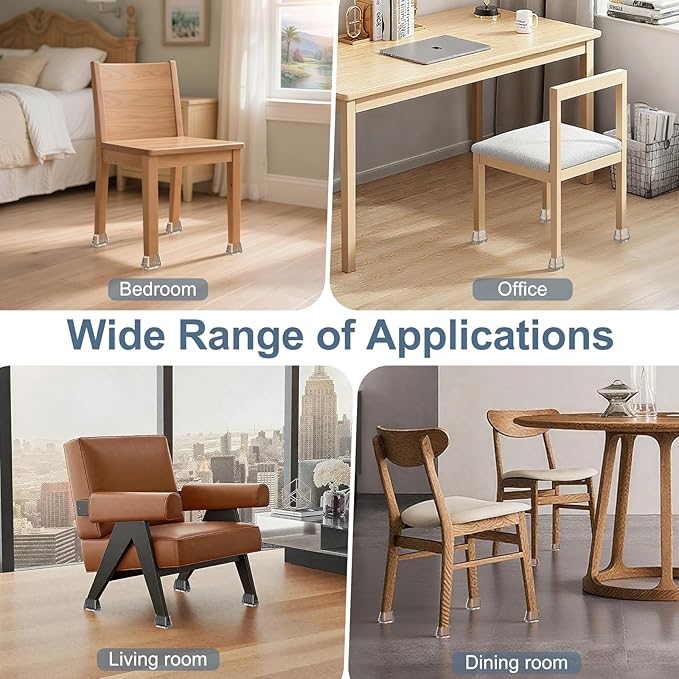 24PCS Rectangular Chair Leg Floor Protectors for Hardwood Floors, Thicken Rubber Chair Leg Cap Covers, Non Slip Furniture Leg Pads to Protect Wood Tile Floors from Scratches and Reduce Noise - Image 7