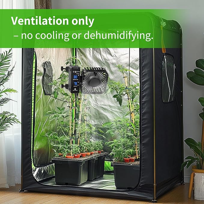 4" Grow Tent Fan with Auto Humidity Control | Quiet Oscillating Ventilation, Real-Time Temp & Humidity Monitoring for Hydroponics, Greenhouses & Indoor Gardens - Image 9