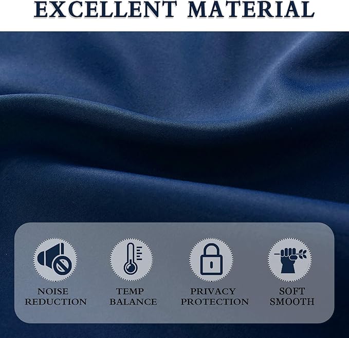 DONREN Blue Curtains 96 Inch Length Thermal Insulated Room Darkening Blackout Curtains for Bedroom,Set of 2 Panels - Image 4
