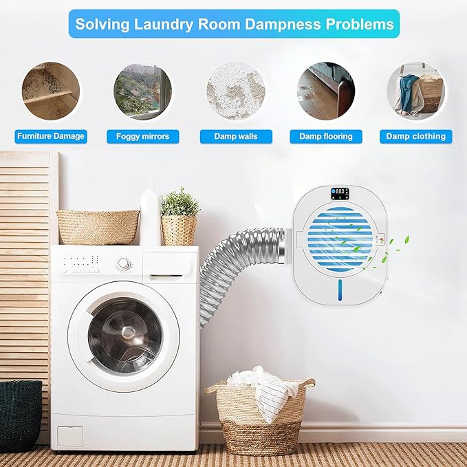 Upgrade 4-in-1 Indoor Dryer Vent Box With Dehumidifier for Protect Furniture, Electric Dryer Kit, Lint Trap, Intelligent Temperature and Humidity Display - Image 2