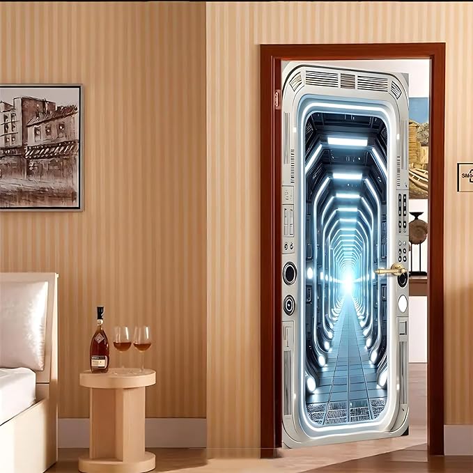 3D Door Stickers, Peel and Stick Vinyl Wallpaper, Self-Adhesive Mural for Home Decor 30.3" W x 78.7" H - Image 7