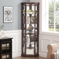 Elegant Corner Curio Cabinet with Lights & Tempered Glass Door, Wooden Display Cabinet with 4 Adjustable Glass Shelves & Mirrored Back for Living Room, Dining Room, Office (Dark Cherry) by ALYIAMXL
