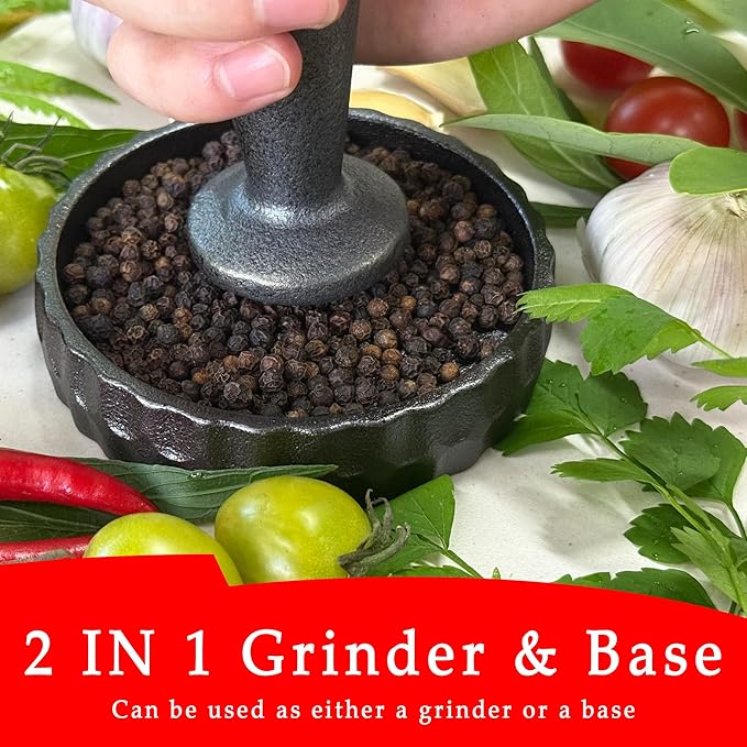 Wood Stove Steamer & Cast Iron Mortar Pestle Set Bundle - 2-in-1 Dual-Layer Humidifier with 3-Piece Grinder Kit for Steaming, Spices, Guacamole, Eco Home & Kitchen - Image 8