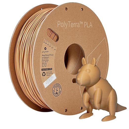 Polymaker PolyTerra Matte PLA 3D Printer Filament – Hides Layer Lines, Easy to Print, AMS Compatible, Great for Miniatures, Prototypes, Gadgets, Matte Finish, 1.75mm Wood Brown 1kg by Polymaker