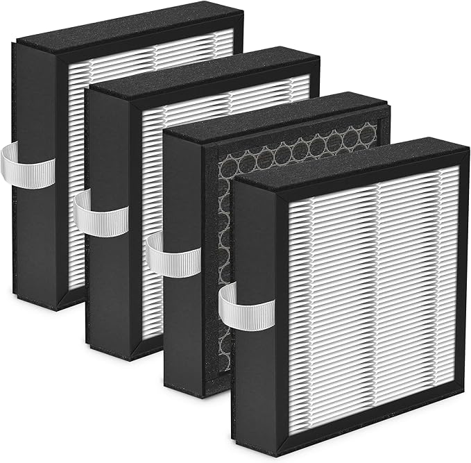 [UPGRADE] DH02 H13 HEPA Filter Compatible with Tenergy Dehumidifier Air Purifier Sorbi DH02 1000ML and Afloia Air Purifier Filter Replacement AQ8 Q8, Honati and Hysure Q7 with Activated Carbon, 4-Pack by DAJDAH