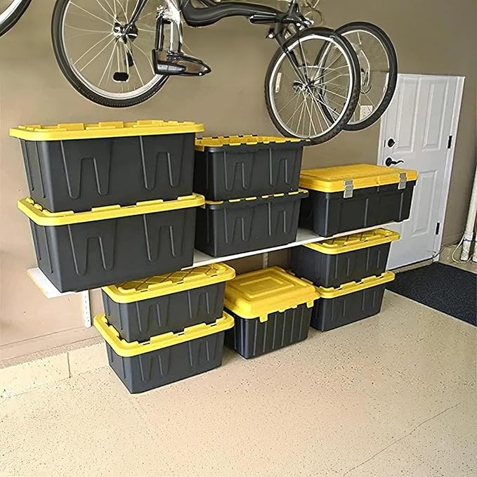HOMZ 2-Pack Durabilt Tote, Heavy Duty Plastic Storage Bins with Lids, 34 Gallon, Black/Yellow - Stackable Organizing Containers for Home, Garage, and Office - Image 2