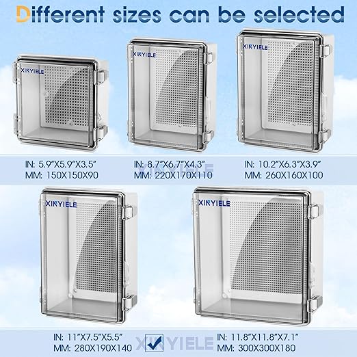 Waterproof Outdoor Project ABS Plastic Junction Box IP67 Weatherproof Dustproof Enclosure with Hinged Cover, Mounting Plate,Wall Brackets for Power Project (Clear, 11"x7.5"x5.5") - Image 4