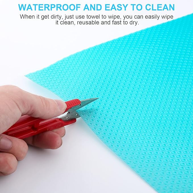 8 Pcs Refrigerator Liners, Fridge Liner and Mats Washable, Refrigerator Shelf Liners for Glass Shelves, Protects Against Spills Waterproof Table Placemats Cupboard Cabinet Drawer Covers Pads, PSISO - Image 6