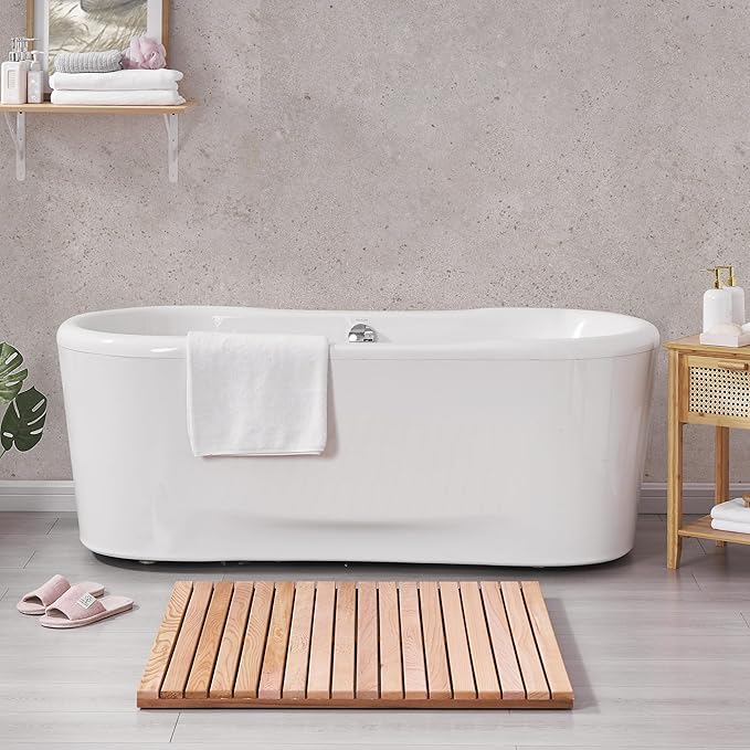 bingaai Cedar Wood Shower Mat 36" × 36" Square, Cedar Wooden Bath Mats, Wood Bath Mat for Inside or Outside Shower, Cedar Sauna Floor Mat Large,Non-Slip Shower Platform - Image 6