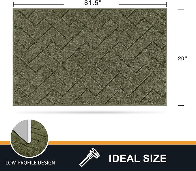 PURRUGS Dirt Trapping Door Mat 20" x 31.5", Non-Slip Machine Washable Entry Rug, Dog Doormat, Indoor Front Door Mat, Super Absorbent Entryway Rug for Muddy Shoes & Paws, Sage Green - Image 2