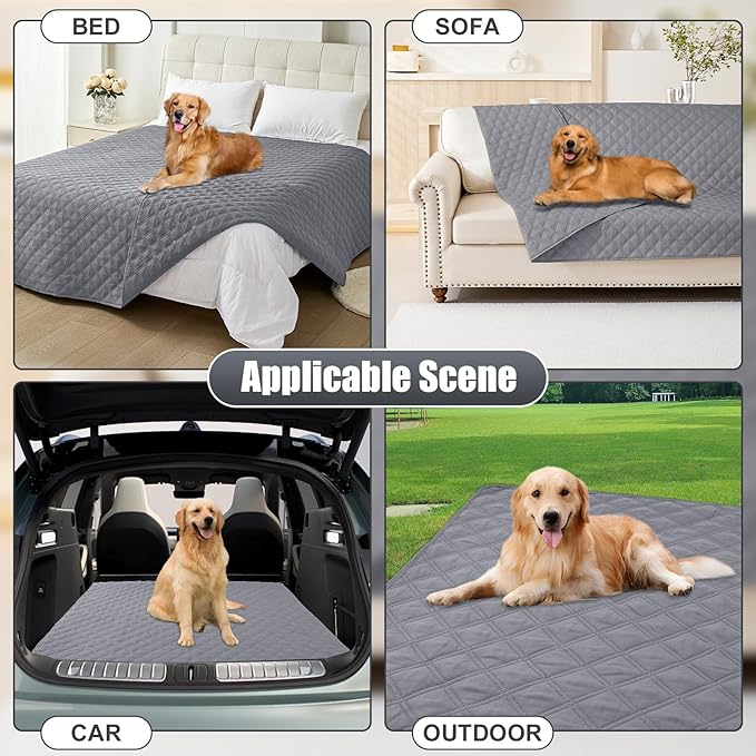 Smiry Waterproof Dog Bed Cover Pet Blanket, Soft Washable Dog Blanket for Furniture Bed Couch Sofa Reversible, Checkered (40"x70", Grey/Grey) - Image 7