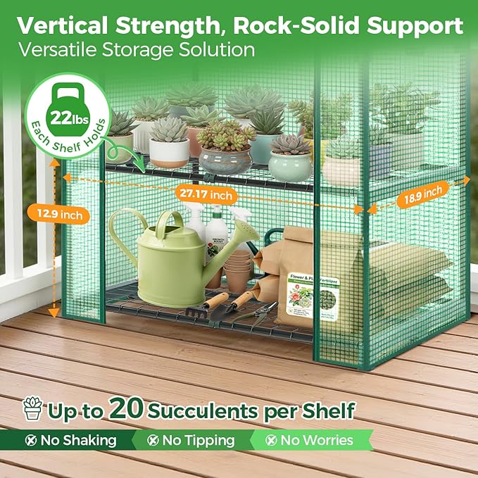 Ohuhu Mini Greenhouse for Indoor Outdoor, Small Plastic Plant Green House 4-Tier Rack Stand Portable Greenhouses with Durable PE Cover for Seedling, 2.5x1.6x5.2 FT, Ideal Gardening Gifts for Women Men - Image 6