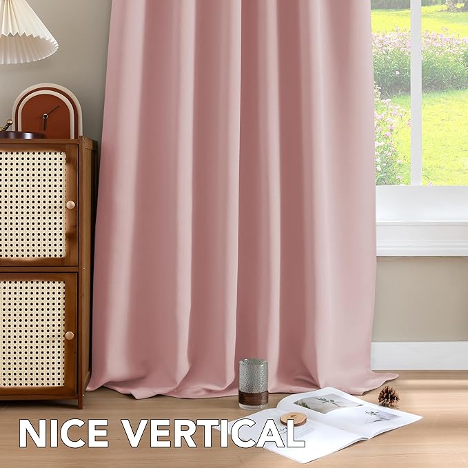 H.VERSAILTEX Blackout Curtains Thermal Insulated Window Treatment Panels Room Darkening Blackout Drapes for Living Room Back Tab/Rod Pocket Bedroom Draperies (2 Panels, Baby Pink, 52 x 63 Inch) - Image 8