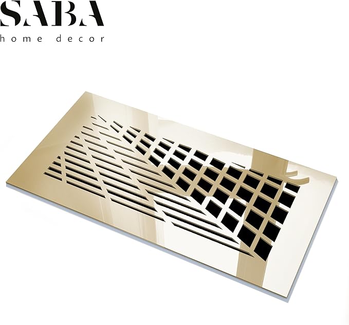 SABA Home Decor Air Vent Covers Register - Acrylic Fiberglass Grille 8" x 6" Duct Opening (10" x 8" Overall) Gold Mirror Finish Decorative Cover for Walls and Ceilings (not for Floor use), Vivian - Image 2