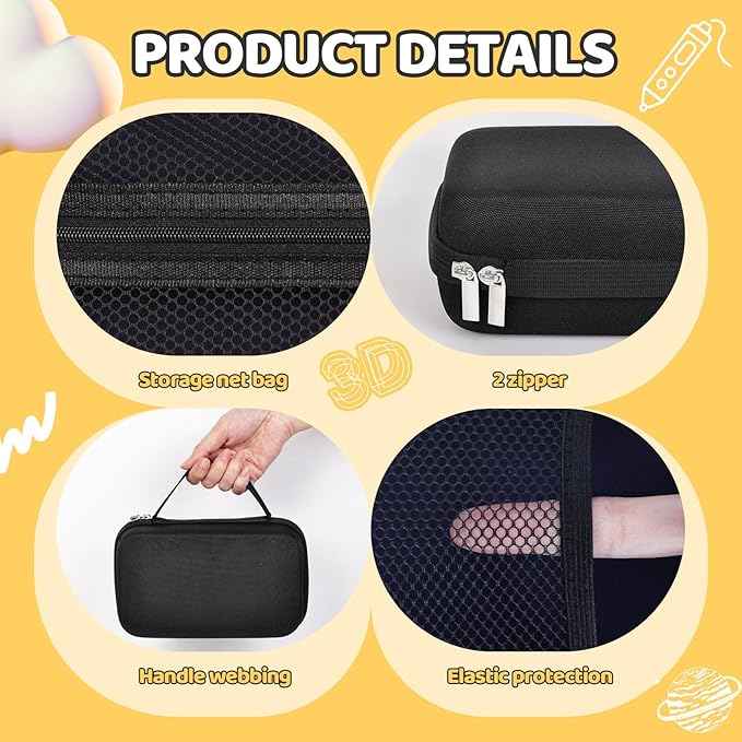 Case Compatible with 3Doodler Start+ Essentials for 3D Pen Set for Kids, Carrying Holder Fit for Printing Pens, Storage Organizer for Printing Filament Refill, Micro-USB Charger (3D-04A-Black) - Image 3