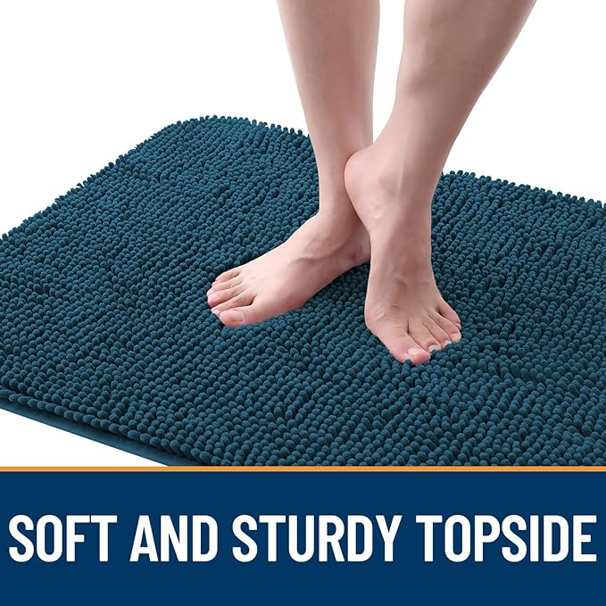 OLANLY Dog Door Mat for Muddy Paws 59x32, Absorbs Moisture and Dirt, Absorbent Non-Slip Washable Doormat, Quick Dry Chenille Mud Mat, Entry Indoor Entryway Carpet for Inside Floor, Atlantic Blue - Image 4