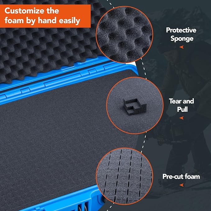 Lykus HC-4410 Waterproof Hard Case with Customizable Foam Insert, Interior Size 17.32x11.42x4.72 in, Suitable for up to 16" laptop,Starlink Mini,keyboard,drill,audio mixer,mic,flashlight,and more - Image 2