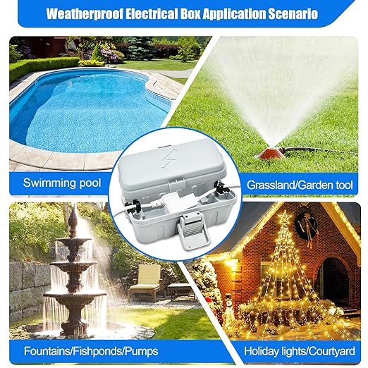 Hrensaw Small Weatherproof Electrical Connection Box(Inner 5.5 x 3 x 2.2inch),Outdoor Electrical Box,Waterproof Extension Cord Covers for Plug, Extension Cables, Holiday Lights,Grey - Image 7