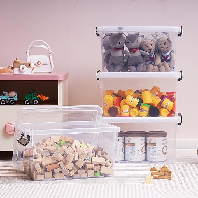 Citylife 33 QT 6 Packs Plastic Storage Bins with Lids and Secure Latching Buckles Clear Stackable Storage Containers for Organizing Durable Storage Box - Image 4