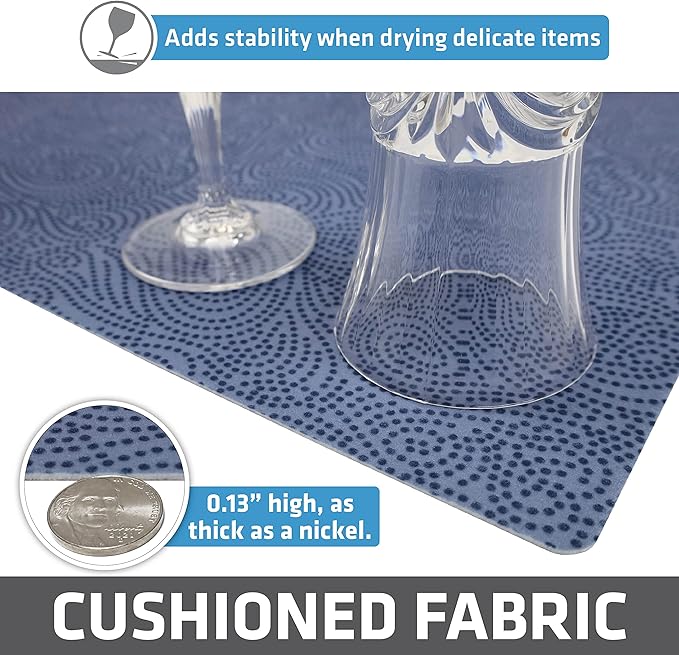 Drymate Premium Luxury Shelf & Drawer Liner, Thick Cushioned Fabric, Non-Adhesive, Absorbent, Waterproof, Slip-Resistant, Liners for Kitchen Cabinets, Cupboards (USA Made)(12”x59”)(24-Pack)(Blue) - Image 5