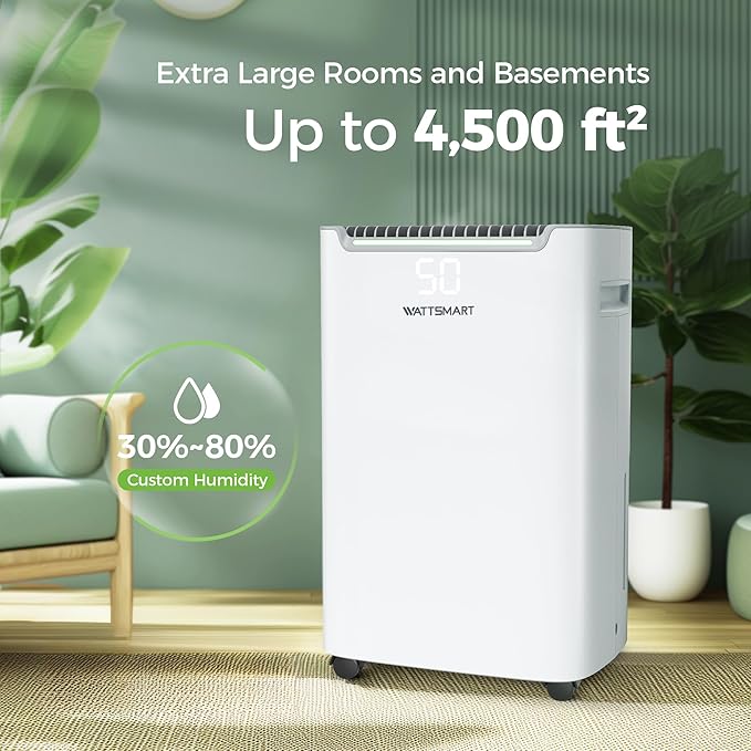 4,500 Sq.Ft Dehumidifier for Basement with Drain Hose, 50 Pint Dehumidifiers for Large Home with Three Operation Modes, Intelligent Humidity Control, 24HR Timer for RV, Bathroom, Bedroom - Image 2
