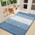 Smiry Dog Door Mat for Muddy Paws, Absorbs Moisture and Dirt, Low-Profile Entryway Mat with Non-Slip Backing, Entry Indoor Outdoor Doormat for Inside Floor (36x24 Inches, Light Blue, Striped) by Smiry