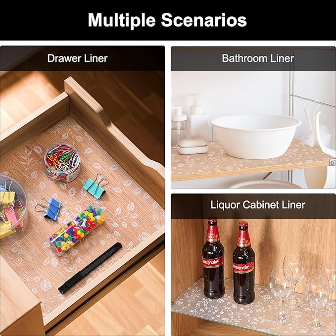Cooyes Shelf Liner – Premium Non-Adhesive Cabinet & Drawer Liner for Kitchen – Waterproof Shelf Paper with Modern Pattern – Durable EVA Cabinet Mat – Easy to Cut （12" W x 240" L） - Image 7