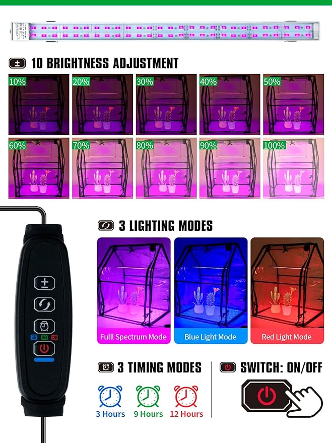 Mini Greenhouse Indoor, Mini Green House with Grow Light, 15W Full Spectrum Plant Lights & Timer for Seed Starter Tray, Indoor Outdoor Plants 24"x16"x20" - Image 5