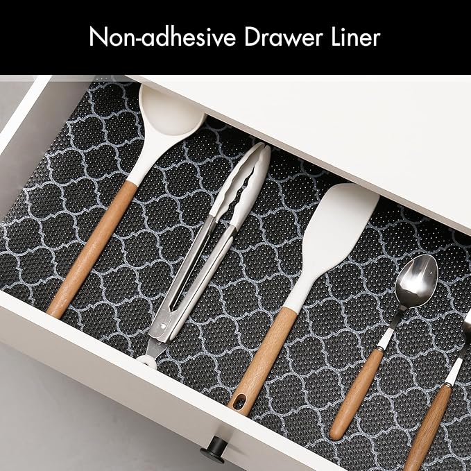 Cooyes Shelf Liner for Kitchen Cabinets – Non-Adhesive Waterproof Drawer Liner – Durable EVA Material Easy-to-Cut Shelf Paper for Refrigerator, Cupboard, Dresser with Modern Pattern - Image 3