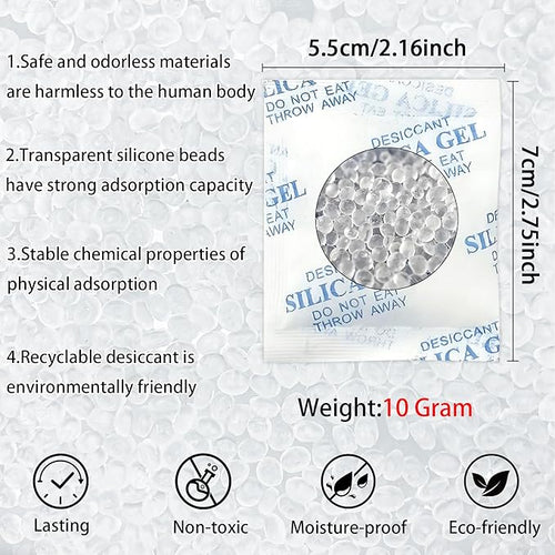 10 Pack 10g Silica Gel Desiccant Bags - Reusable Humidity Control for Camera Gear, Leather Goods & Collectible Storage (10) - Image 2