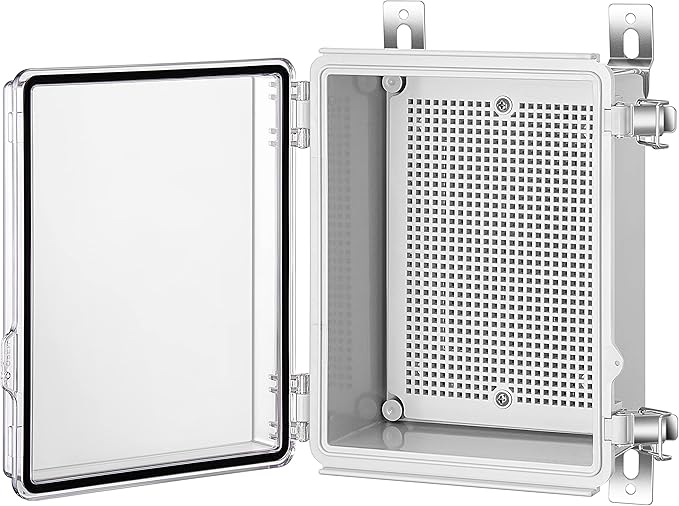 Junction Box, IP67 Waterproof Plastic Enclosure for Electrical Project, Hinged Transparent Cover, Includes Mounting Plate and Wall Bracket 220×170×110mm (8.6"×6.7"×4.3" TC) by Gratury
