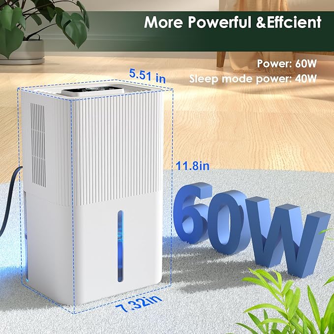 Portable Dehumidifier for Small Room, Bathroom & Closet | 91 OZ Tank | Compact Quiet Dehumidifier for RV, Bedroom (No Basements) | Auto Shut-Off White - Image 7