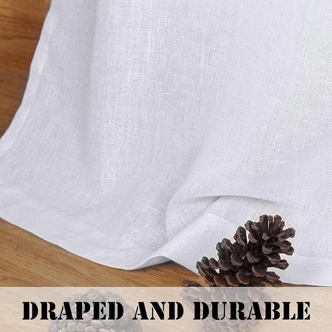 H.VERSAILTEX Linen Curtains Elegant Natural Linen Blended Curtains Energy Efficient Light Filtering/Rod Pocket Window Treatments Panels/Drapes for Livingroom (Set of 2, White, 52 inch W X 63 inch L) - Image 6