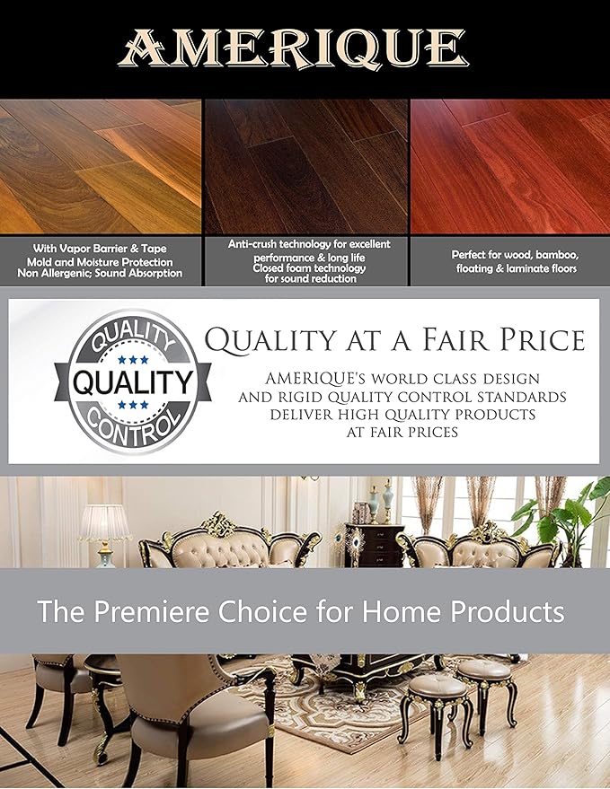 AMERIQUE 691322305517 4TH Generation Luxury 3.5 mm Thick Flooring Underlayment Padding 3-in-1 Heavy Duty Foam with Tape & Vapor Barrier, Extreme Sound Reduction, 600 sq. ft., Platinum (Pack of 3) - Image 6