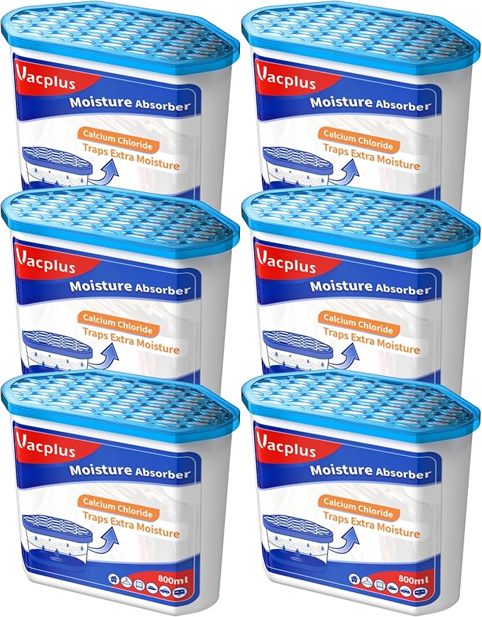 Vacplus Moisture Absorbers 6 pack, Portable Humidity Absorber Boxes for Your Bathroom, Closet & Car, Dehumidifier with Fragrance Free, 16.0 Oz by Vacplus