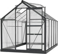 Outsunny 6' x 10' Greenhouse for Outdoors, Polycarbonate Greenhouse with Rain Gutter and Roof Vent, Aluminum Walk-in Green Houses for Outside for Patio Backyard Garden, Gray by Outsunny