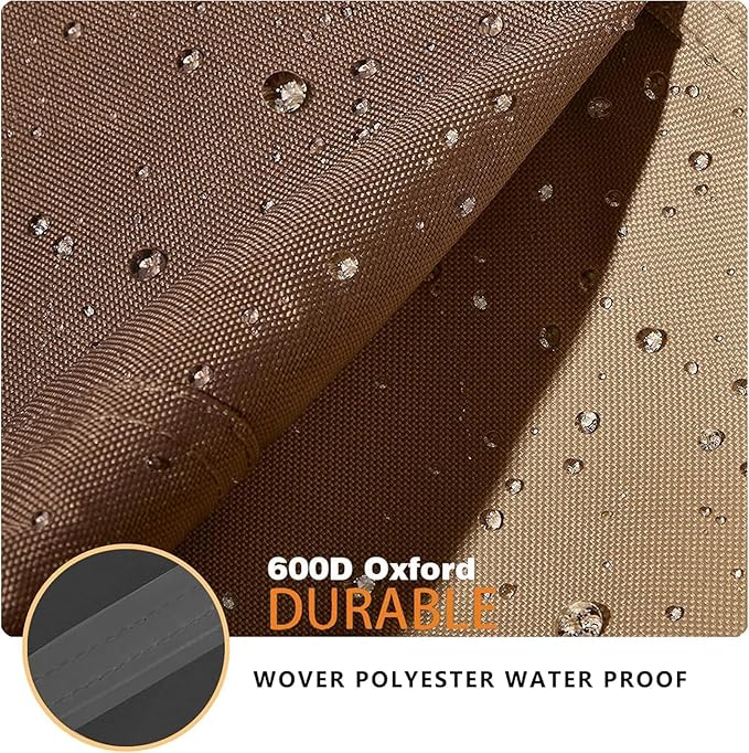 Waterproof Patio Loveseat Cover, 78.7W x 38.2D x 35H inches Heavy Duty 600D Weather-Resistant Outdoor Furniture Protector Beige and Brown - Image 4