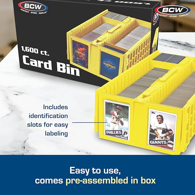 BCW Collectible Card Bin - Holds up to 1600 Cards - Yellow | Large Storage Box for Loose Trading Cards | Pokemon, MTG, and Storage Boxes - Pack of 6 - Image 4